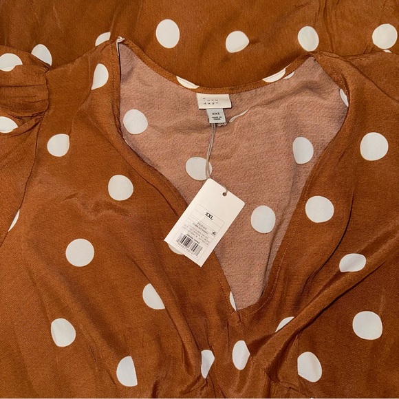 NWT A New Day X Target Crepe Puff Short Sleeve Brown Polka Dot Maxi Dress sz XXL - Picture 4 of 4